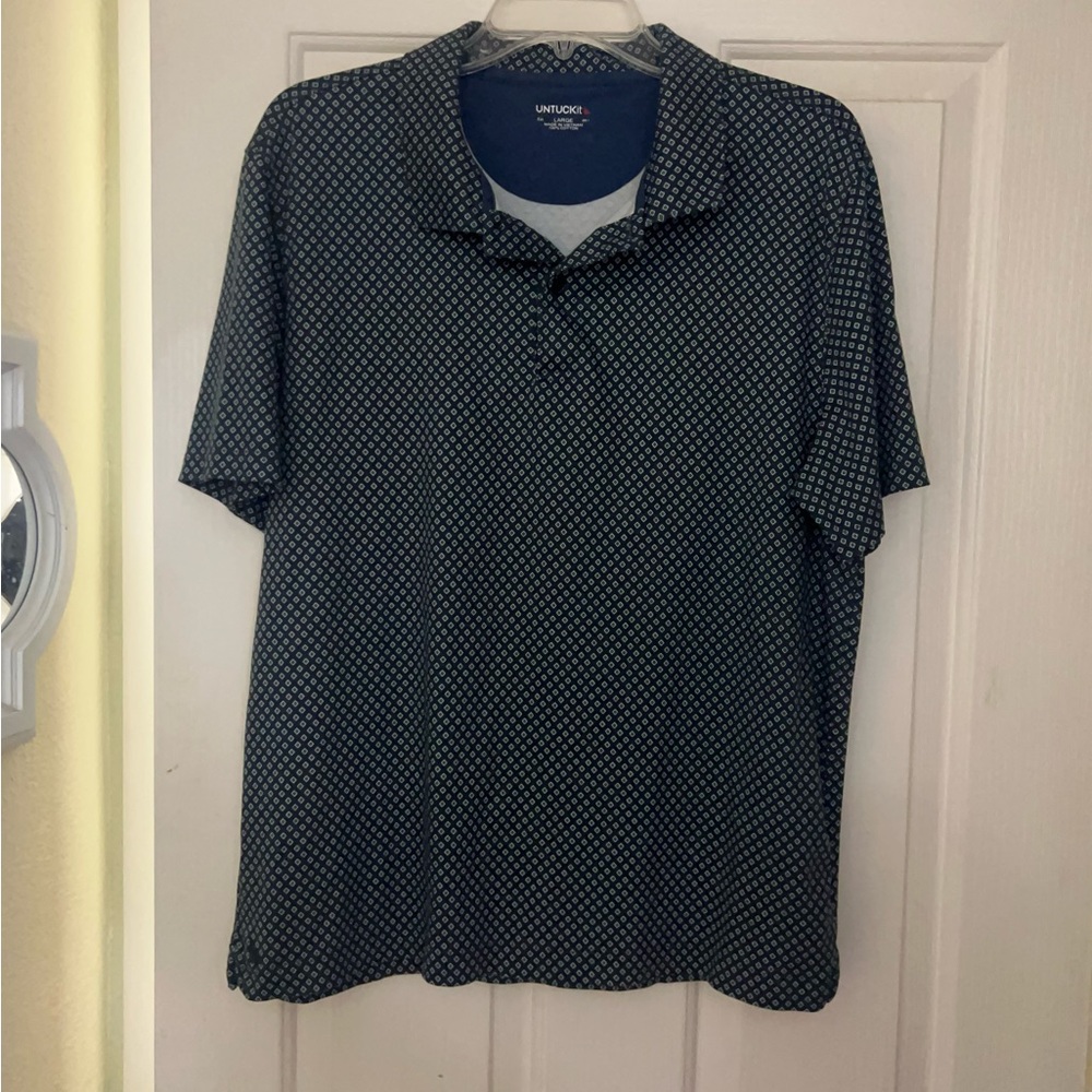 UNTUCKit Men's Dark Blue Geometric Polo
